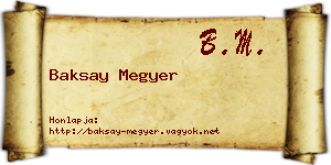 Baksay Megyer névjegykártya